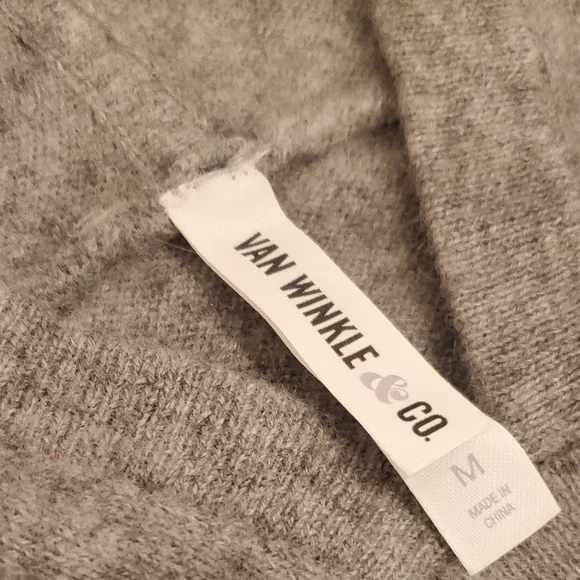 Van Winkle & Co. 100% Cashmere Hooded Pullover Sweater Medium Gray - Picture 3 of 4